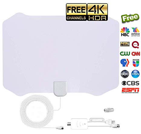 Skywire TV Antenna for Digital TV Indoor, Amplified HD Digital TV Antenna with 120 Miles Long Range, Support 4K 1080p & All Older TV's for Indoor with Powerful HDTV Amplifier Signal Booster
