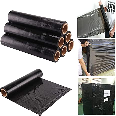 400mm X 250 Meter Rolls Black Pallet Stretch Shrink Wrap Parcel Packing Cling Film Pack of 1