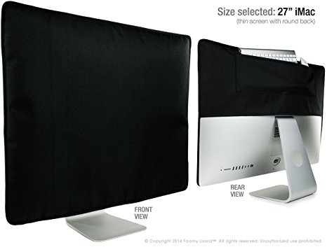 iMac Dust Cover 27" SLIM Foamy Lizard ® MADE IN U.S.A. TexoShield premium PADDED front smooth lined water resistant dust guard cover with rear pocket [Patent Pending] (27 Inch SLIM)