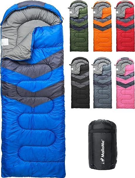 MalloMe Sleeping Bags for Adults & Kids - Ultralight Backpacking Sleeping Bag for Hiking Cold Weather & Warm - Lightweight Compact,Summer & Winter - Girls Boys 1 & Double 2 Person