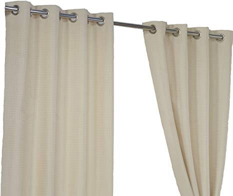 Waffle Natural Ring Top / Eyelet Fully Lined Readymade Curtain Pair 90x72in(228x182cm) Approximately By Hamilton McBride®