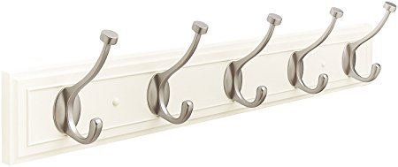 Amerock H55662WG10 Beveled Hook Rack, White and Satin Nickel, 27-Inch