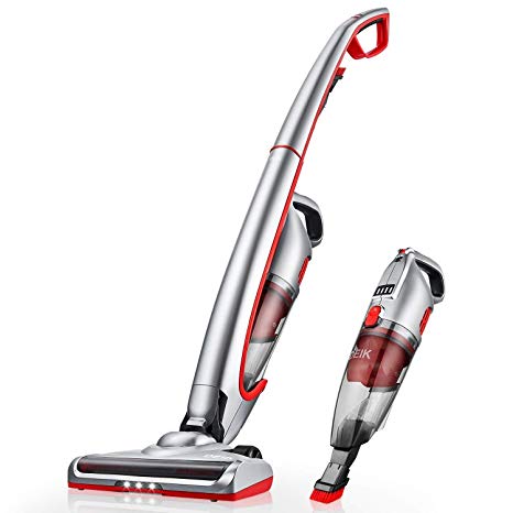 Deik Vacuum Cleaner, Cordless Vacuum Cleaner, 2 in 1 Lightweight Handheld Stick Vacuum with LED Light, Bagless, Long Lasting - Silver