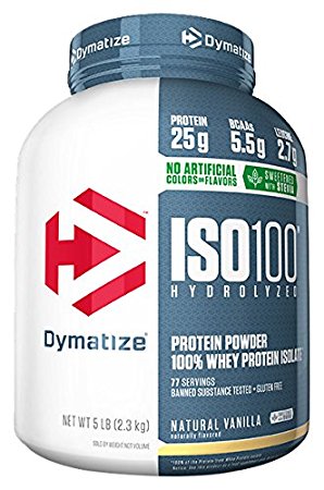 Dymatize ISO 100 Whey Protein Powder Isolate, Natural Vanilla, 5 lbs