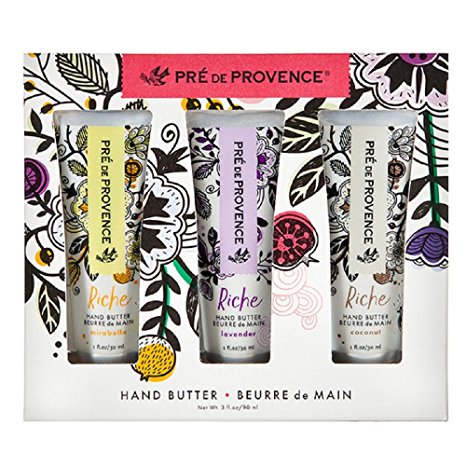 Pre de Provence Triple Butter Riche Hand Cream Gift Set for Soft Skin - Mirabelle, Lavender, & Coconut