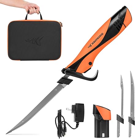 KastKing Electric Fillet Knife Speed Demon Pro Li (Lithium-ion) – Rechargeable, Cordless, High Speed, High Torque Motor with Extended Battery Life and Indicator, Superior Blade Design, Ergonomic Handle, and Custom Carry Case for Fishing, Filleting, Outdoors