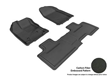 3D MAXpider Complete Set Custom Fit All-Weather Floor Mat for Select Ford Edge Models - Kagu Rubber (Black)