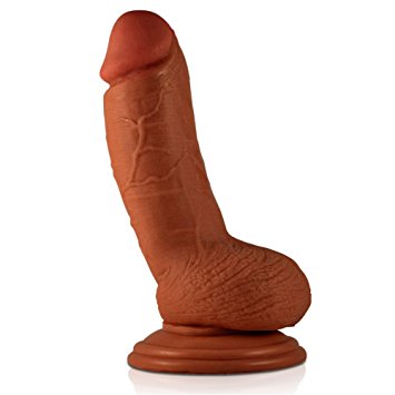 Eden Couples 7 Inches Real Extreme Realistic Dildos with Sucker Soft Ribbed Male Artificial Penis for Women, Sex Dick for Adult (Brown)