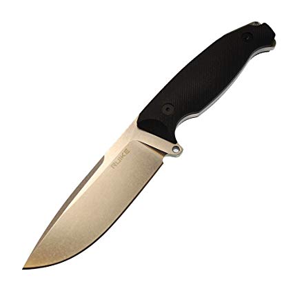 RUIKE Knives Jager Stonewashed Blade G10 Handles w/ Sheath - F118
