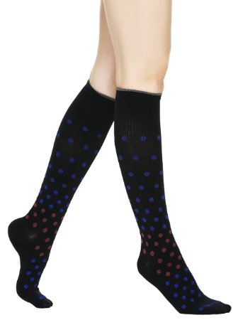 Polka Dot Compression Socks Womens & Mens - Pair of Medical Grade 20-30 mmHg Graduated Sock Support Stockings - Ideal for Running & Athletic Wear, Pregnancy/Maternity, Flight & Travel