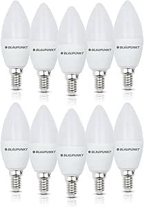 Blaupunkt LED E14 Light Bulb - Candle - Daylight Lighting - 7W - Small Edison Screw - Equivalent of 50W - Frosted - Natural White 4000K - 595 Lumens - Energy and Cost Saving Light - Pack of 10