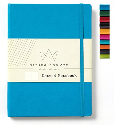 Minimalism Art | Classic Notebook Journal, Size: 8.3" X 11.4", A4, Blue, Dotted Grid Page, 192 Pages, Hard Cover/Fine PU Leather, Inner Pocket, Premium Thick Paper-100gsm | Designed in San Francisco