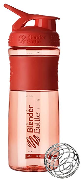 BlenderBottle SportMixer Tritan Grip Shaker Bottle, Coral/Coral, 28-Ounce