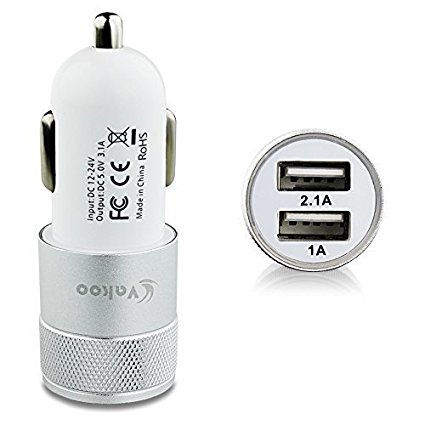 Car Charger, Vakoo 24W Dual Port Micro USB Lightning Car Charger for iPhone 6S Plus 6 SE 5S 5 5C 4S, Samsung Galaxy S7 S6 Edge Plus Note 5 4 S5 Tab S, LG G5 G3, HTC,Nexus 5X 6P, iPads Tablet, Silver