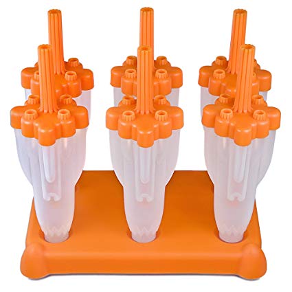 Tovolo Rocket Ice Pop Mold Popsicle Maker, Drip-Guard, Sturdy Stand Base, 2.5 Fluid Oz, Set of 6, Orange