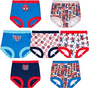 Marvel Boys' Superhero Potty Training Pants, Success Chart & Stickers, Iron Man, Hulk & More Sizes 18M-4T, 7-Pack Spiderman Classic