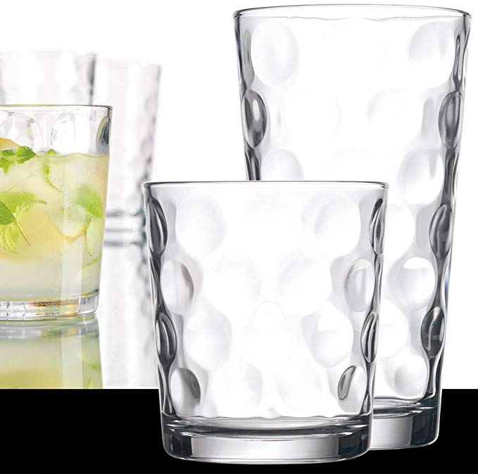 Attractive Bubble Design Highball Glasses Clear Heavy Base Tall Bar Glass Bubble Design (Set Of 16)