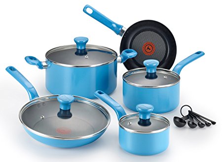 T-fal C969SE Excite Nonstick Thermo-Spot Dishwasher Safe Oven Safe PFOA Free Cookware Set, 14-Piece, Blue