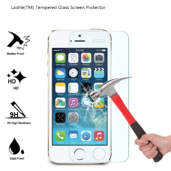 iPhone SE Screen Protector, LaoHe(TM) Premium Tempered Glass Screen Protector Film for iPhone SE 5S 5 5C 5SE-(1Pack)