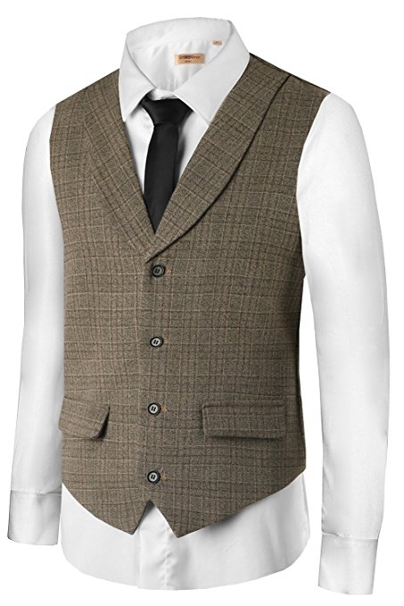 Hanayome Men's British Style Slim Fit Chain Point 4 Button Patry Dress vest VS09