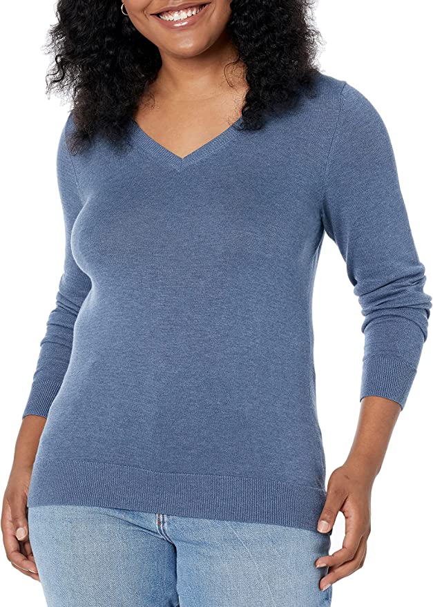 Amazon Essentials Women's Classic-Fit Lightweight Long-Sleeve V-Neck Sweater (Available in Plus Size)