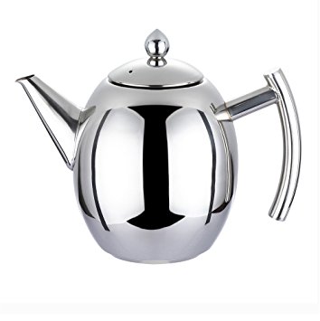 Coffee Tea Pot - WeHome 34oz Stainless Steel Teapot Kettle with Infuser Filter,Best Polished Espresso Coffee Pouring Pot for Home Kitchen,Hotel,Restaurant and Office,1000ML