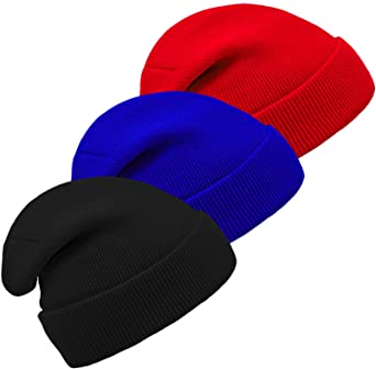 Cooraby Winter Beanie Hats Warm Cuffed Plain Knitted Skull Caps for Men Women