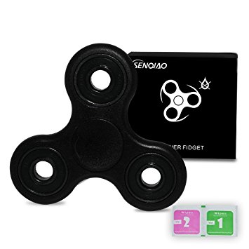 SENQIAO Tri Fidget Hand EDC Finger Spinner Toy Stress Reducer with High Performance Bearing For ADD, ADHD, Anxiety, and Adult Children (Black)