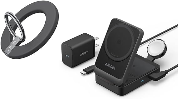 Anker Magnetic Phone Grip with Anker MagGo Wireless Charging Station