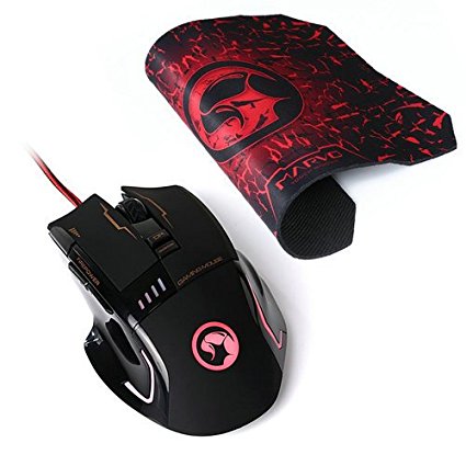 Marvo G909 G1 Adjustable USB Ergonomic Wired Gaming Mouse and Mouse Mat with 4 LED Light,8 Button for PC/Laptops/Computer