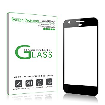 Google Pixel XL Screen Protector Glass (Full Screen Coverage), amFilm Bye-Bye-Bubble Google Pixel Tempered Glass Screen Protector Case Friendly