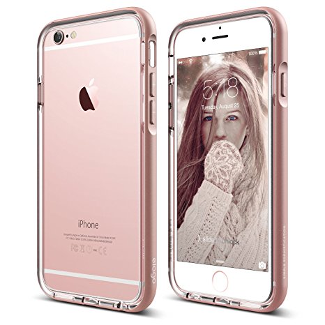 iPhone 6S Case, elago S6 Aluminum Anodised Bumper Case for the iPhone 6S only (4.7inch) - eco friendly Retail Packaging (Transparency / Rose Gold)