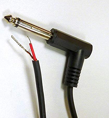 Philmore 6-Ft 1/4" 6.35mm Mono Right Angle Male Plug to Bare Wire Fully Shielded Audio Cable; CA47