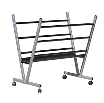 Art Expo Metal Art Print Rack with Rolling Casters Holds Posters, Prints, Canvas Art 22"Hx34"Wx6"D