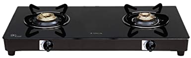 Elica Vetro Stainless Steel Glass Top 2 Burner Gas Stove (Black)