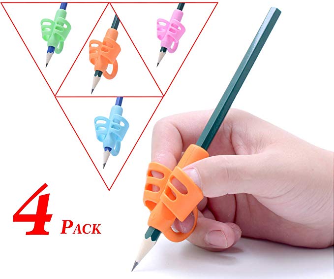 Pencil Grips - Children Pen Writing Aid Grip Set Posture Correction Tool for Kids Preschoolers Children,Hollow Ventilation (Pencil Grips 4P)