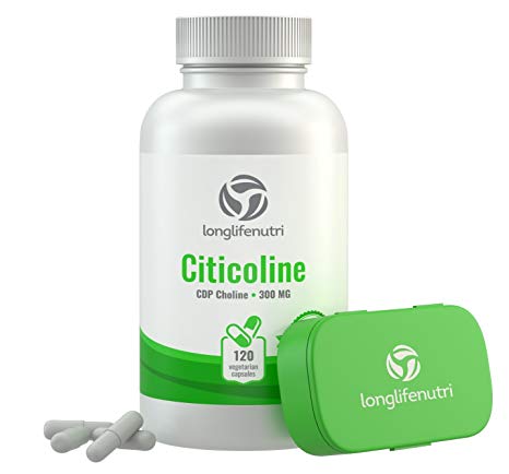 Citicoline CDP Choline 300mg - 120 Vegetarian Capsules Made in USA | Promotes Brain Function | Supports Memory Focus & Mental Clarity | Cognitive Enhancer | Attention & Learning Supplement 300 mg Pill