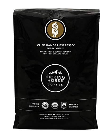 Kicking Horse Coffee, Cliff Hanger Espresso, Medium Roast, Whole Bean, 2.2 lb - Certified Organic, Fairtrade, Kosher Coffee
