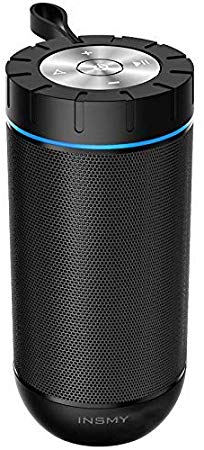 INSMY Portable Wireless Outdoor Bluetooth Speaker IPX5 Waterproof Dual 10W Drivers with 30 Hours Playtime, Enhanced Bass, 360 Surround Sound, Water Resistant for Beach, Shower & Home (Black)
