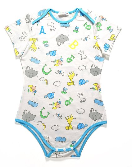 LittleForBig Adult Baby & Diaper Lover (ABDL) Snap Crotch Romper Onesie - Giraffe and Zoo Animals Pattern