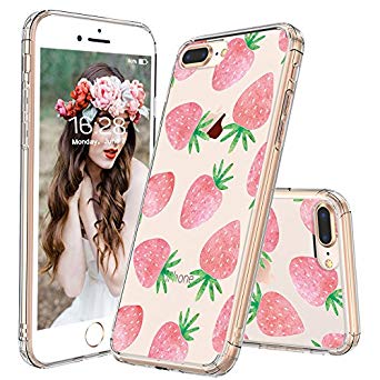 iPhone 7 Plus Case, iPhone 8 Plus Case Clear, MOSNOVO Cute Strawberry Pattern Clear Design Printed Plastic Case with TPU Bumper Protective Case Cover for iPhone 7 Plus (2016) / iPhone 8 Plus (2017)