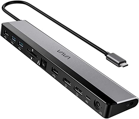 VAVA USB C Docking Station, 12-in-1 Type C Hub with Dual 4K HDMI Ports, RJ45 Ethernet, 4 USB Ports, SD/TF Cards Reader, PD USB-C Charging Port, Audio/Mic for MacBook/Pro/Air, Type C Windows Laptops
