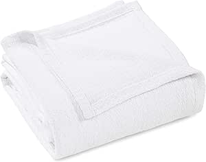 Superior Waffle Weave Cotton Blanket, for Picnic, Beach, Traveling or Camping, Comfy Blanket, Bedroom Decor, Essentials, Cover for Bed, Couch, Lounging, Honeycomb Knit, Full/Queen, White