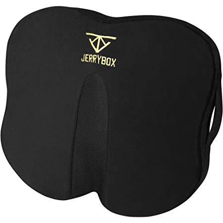 Jerrybox Seat Cushion Ergonomic Memory Foam Office Chair Pillow and Car Seat Cushion for Back Pain Relief, Sciatica and Tailbone Pain, Back Support with Washable Cover (Update Seat)