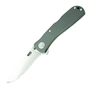 SOG Twitch II Assisted Folding Knife TWI8-CP - Satin Polished 2.65" AUS-8 Straight Edge Blade, Aluminum Handle, Lockback