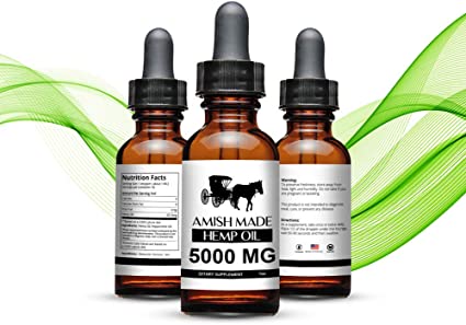 5000mg Amish Made Hemp Oil for Pain, Anxiety & Stress Relief - 5000mg of Pure Hemp Extract - Grown & Made in USA - 100% Natural Hemp Drops - Helps with Sleep, Skin, Pain & Hair. (5000mg)