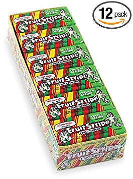 Fruit Stripe Bubble Gum, 1.8 Ounce Pack, 12 Count
