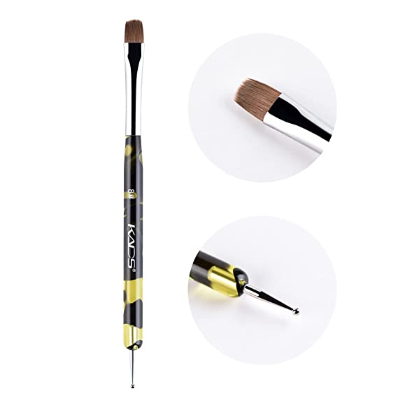 KADS Kolinsky Sable Brush 2 Way Acrylic Professional French Manicure Clean-up Brush Nail Art Brush Nail Dotting Pen (8#)