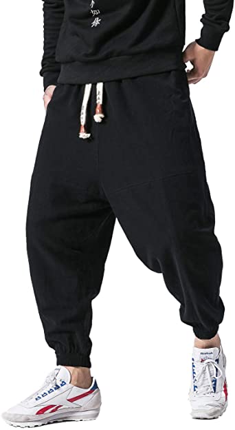 PRIJOUHE Men's Joggers, Sweatpants, Low Crotch Sweats Slim Fit Trousers Harem Hip Hop Pants