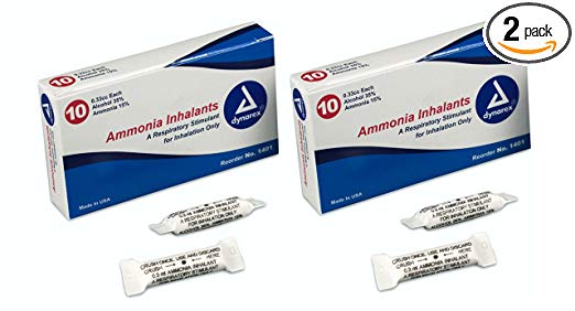 Dynarex Ammonia Inhalants, 33 Cc, 10 Ampules (Pack of 2)